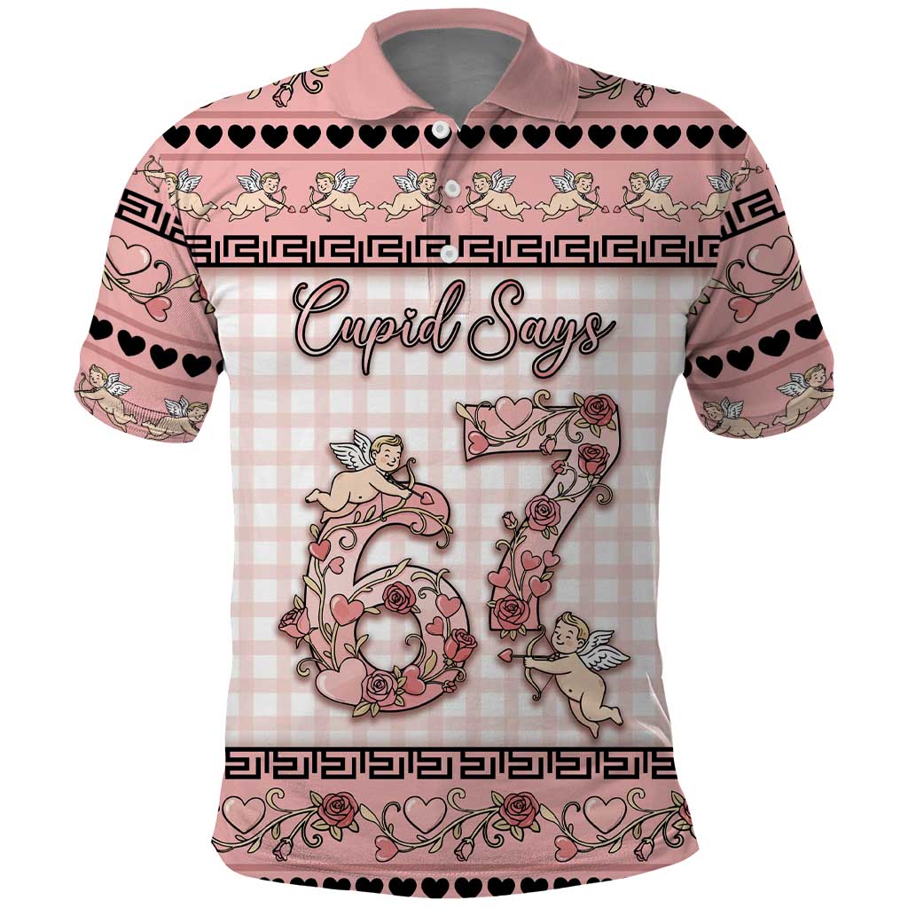 Personalized 67 Valentine's Day Polo Shirt Vintage Rose And Cupid
