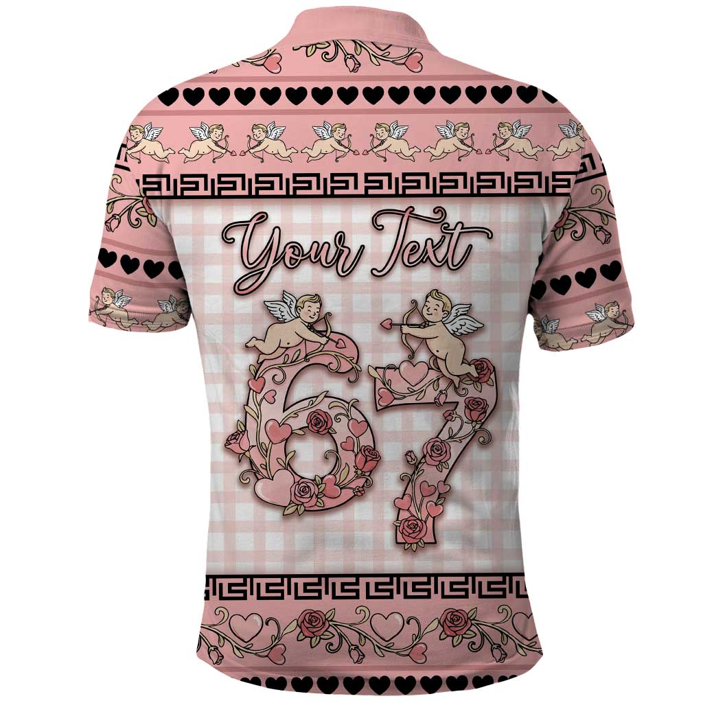 Personalized 67 Valentine's Day Polo Shirt Vintage Rose And Cupid