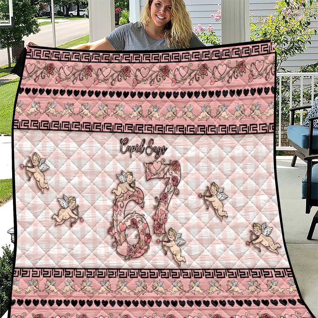 67 Valentine's Day Quilt Vintage Rose And Cupid