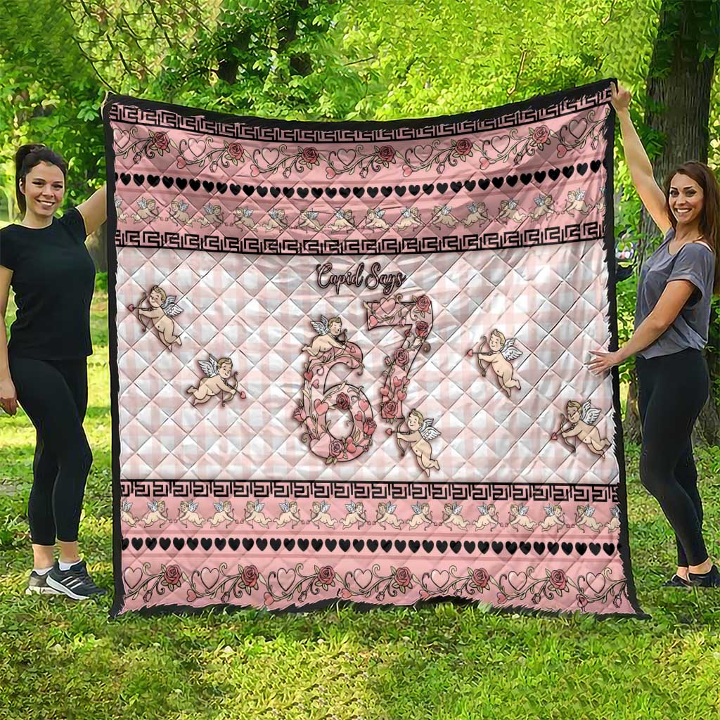 67 Valentine's Day Quilt Vintage Rose And Cupid