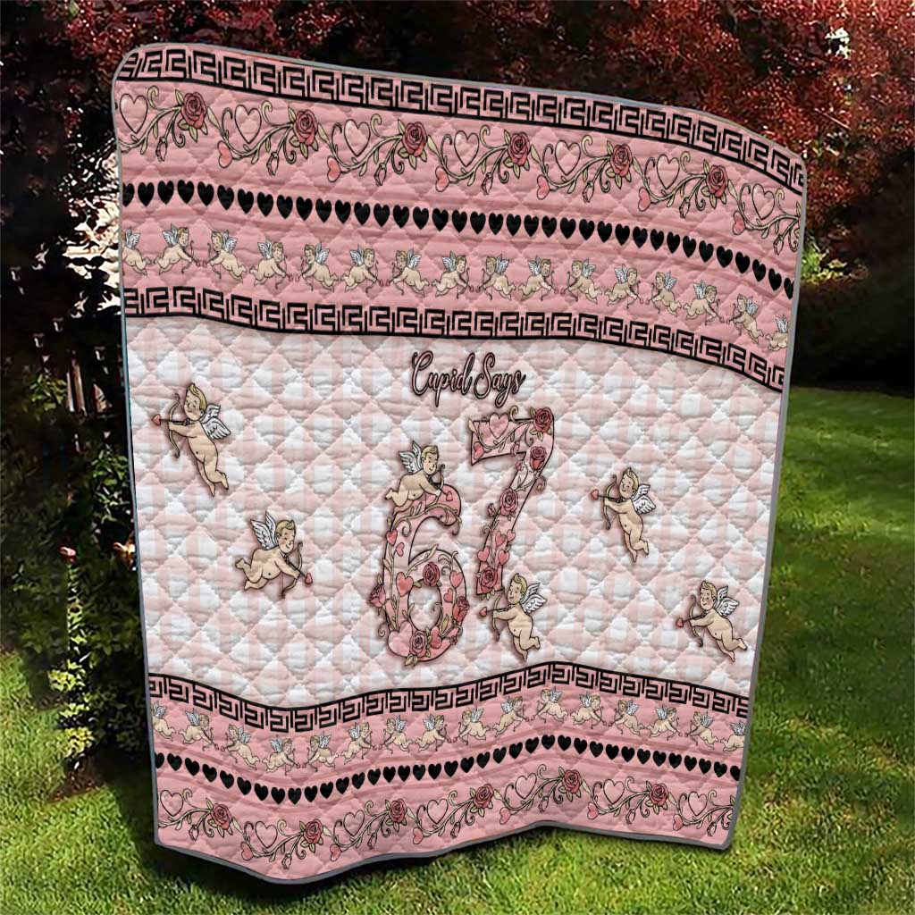 67 Valentine's Day Quilt Vintage Rose And Cupid