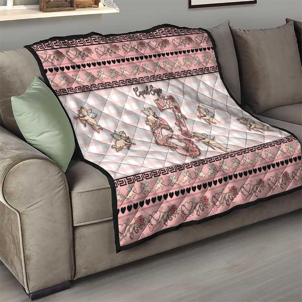 67 Valentine's Day Quilt Vintage Rose And Cupid