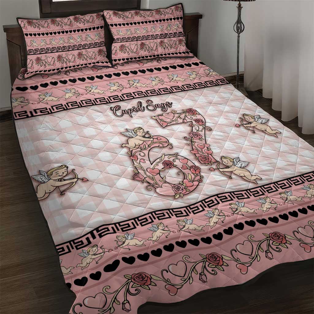 67 Valentine's Day Quilt Bed Set Vintage Rose And Cupid