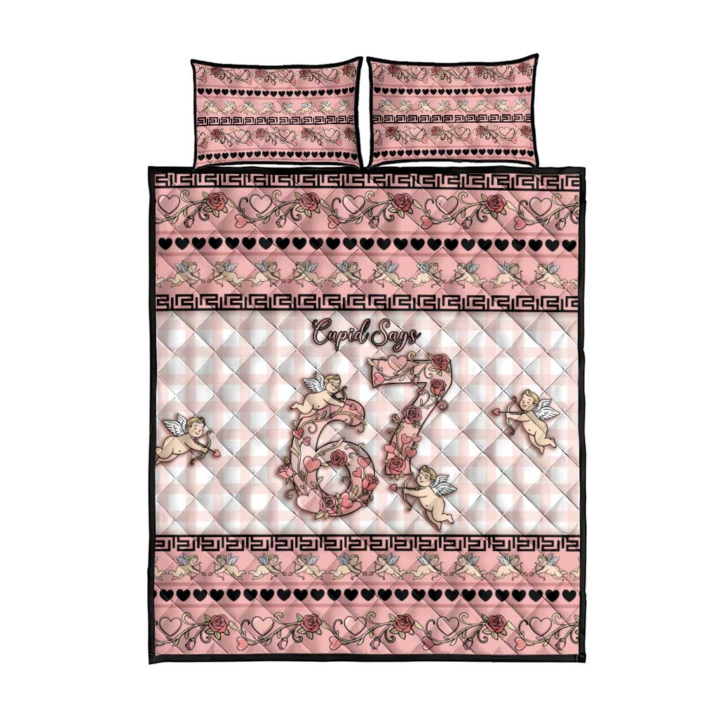 67 Valentine's Day Quilt Bed Set Vintage Rose And Cupid
