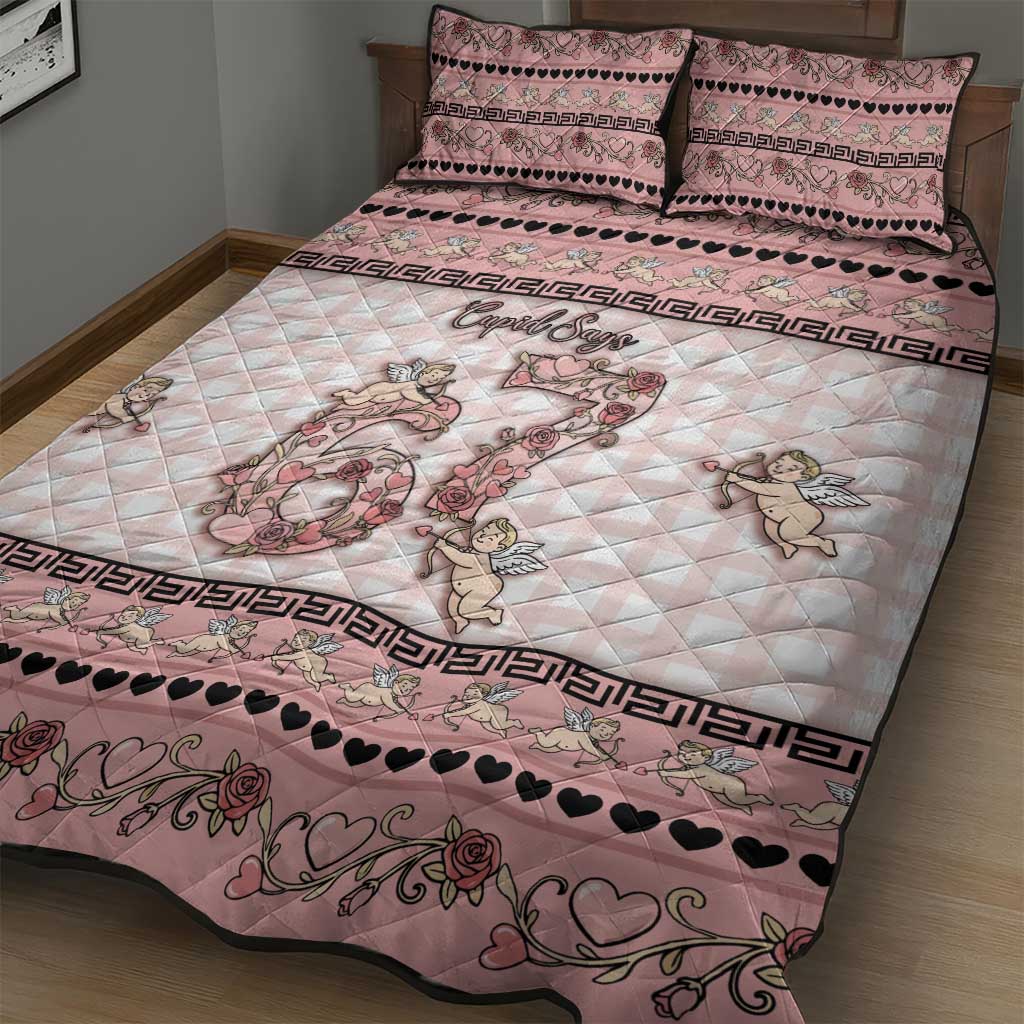 67 Valentine's Day Quilt Bed Set Vintage Rose And Cupid