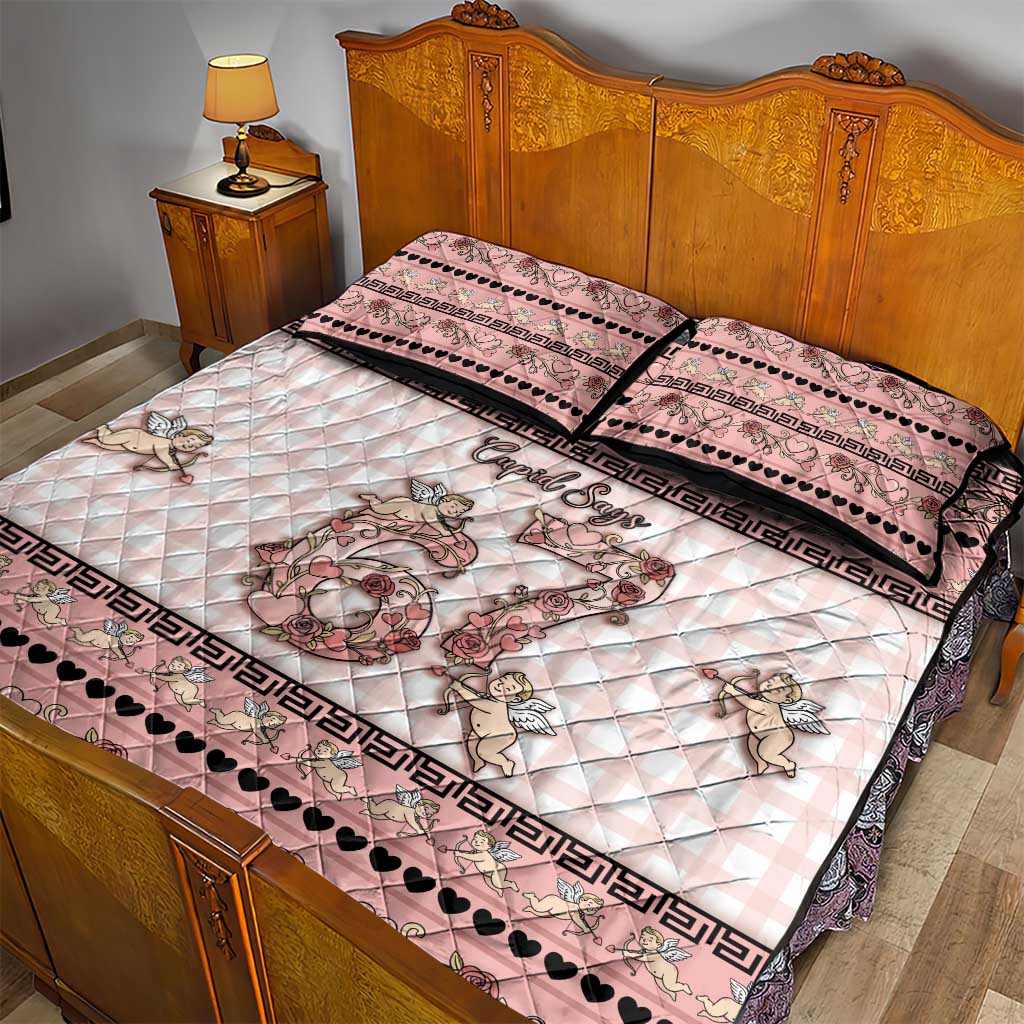 67 Valentine's Day Quilt Bed Set Vintage Rose And Cupid