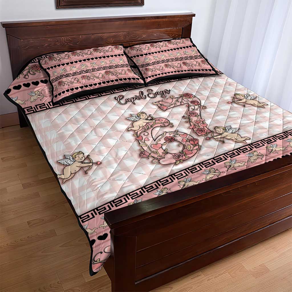 67 Valentine's Day Quilt Bed Set Vintage Rose And Cupid