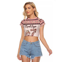 Personalized 67 Valentine's Day Raglan Cropped T Shirt Vintage Rose And Cupid