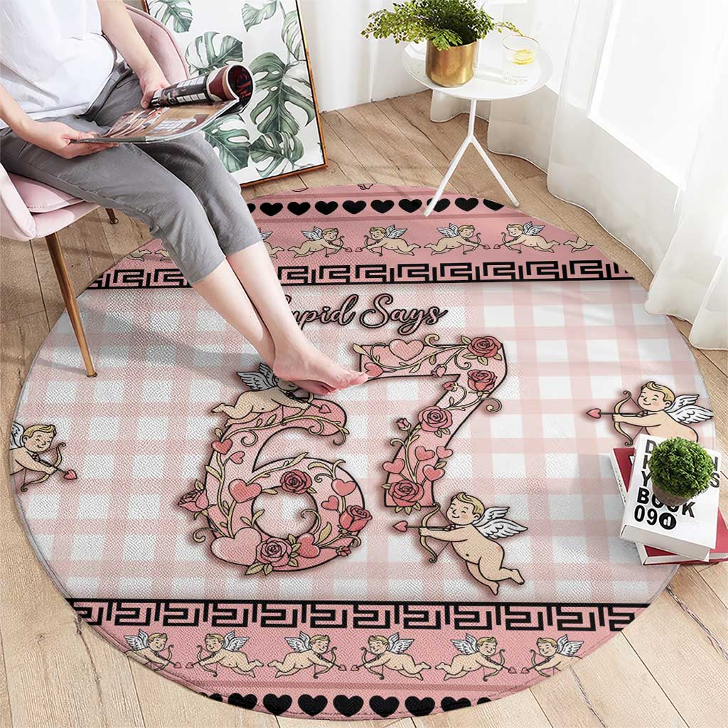 67 Valentine's Day Round Carpet Vintage Rose And Cupid