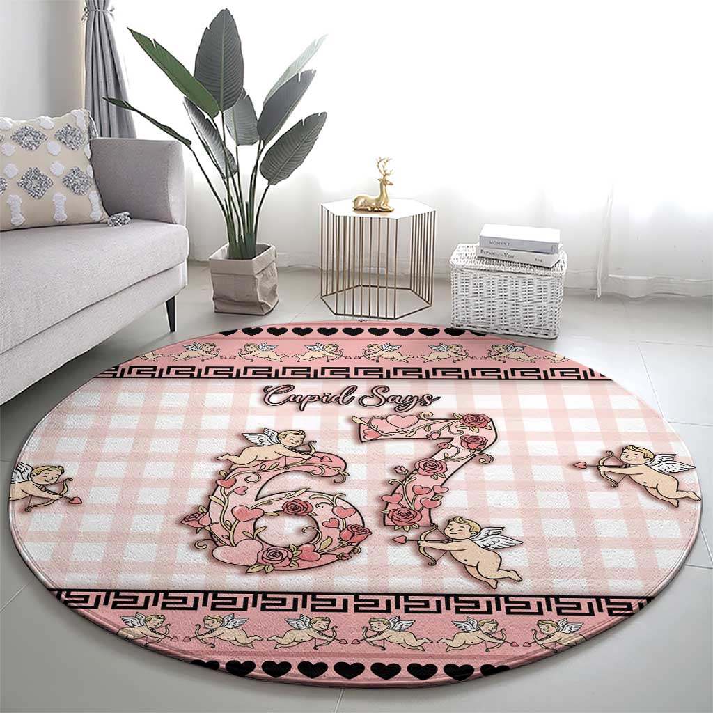 67 Valentine's Day Round Carpet Vintage Rose And Cupid
