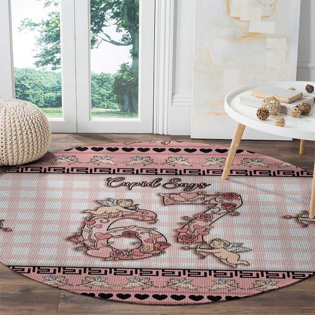 67 Valentine's Day Round Carpet Vintage Rose And Cupid