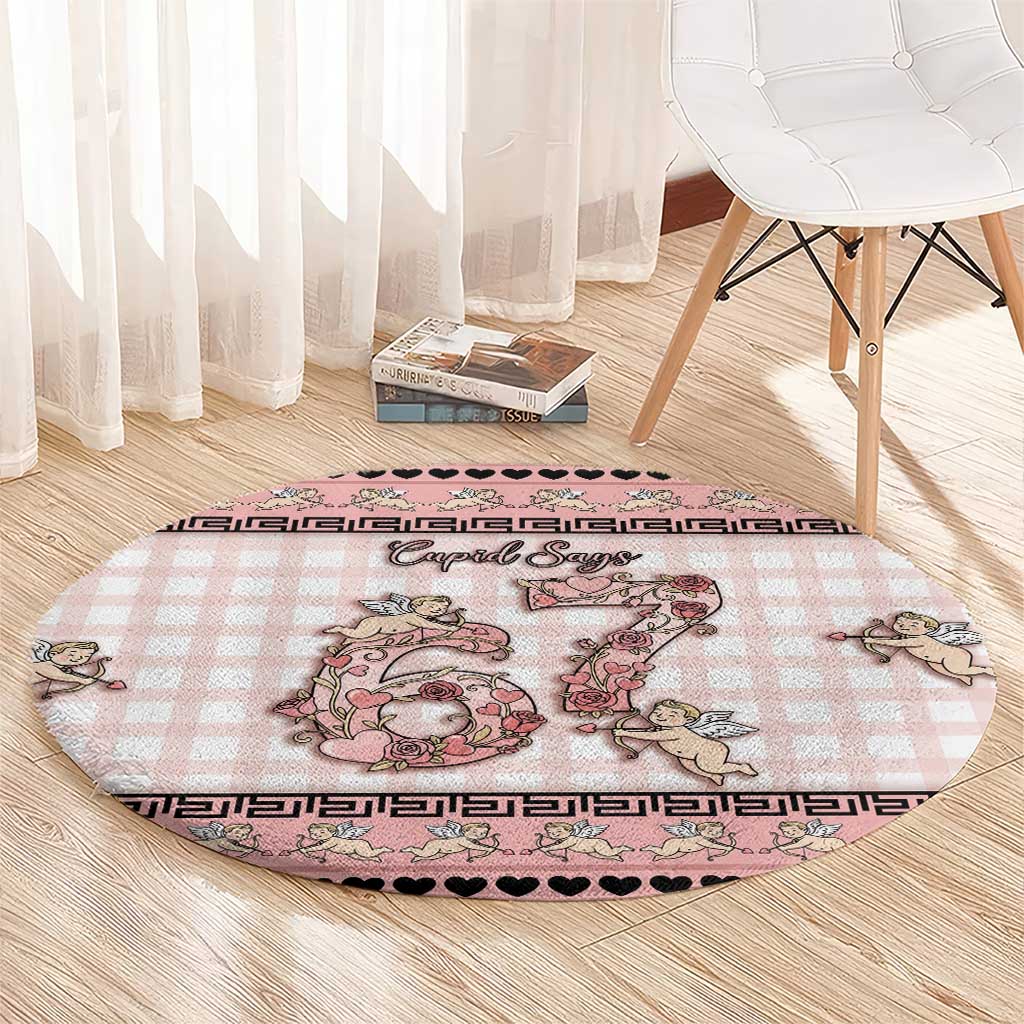 67 Valentine's Day Round Carpet Vintage Rose And Cupid