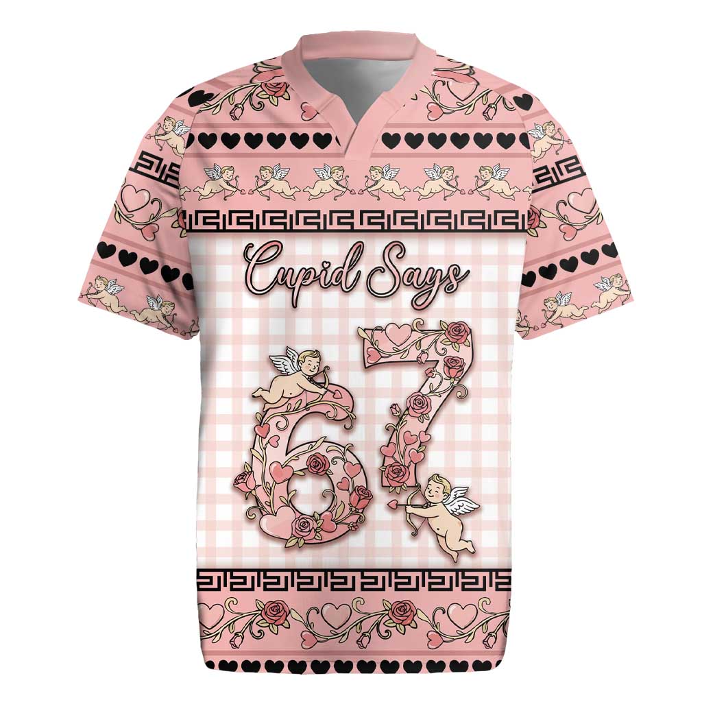 Personalized 67 Valentine's Day Rugby Jersey Vintage Rose And Cupid