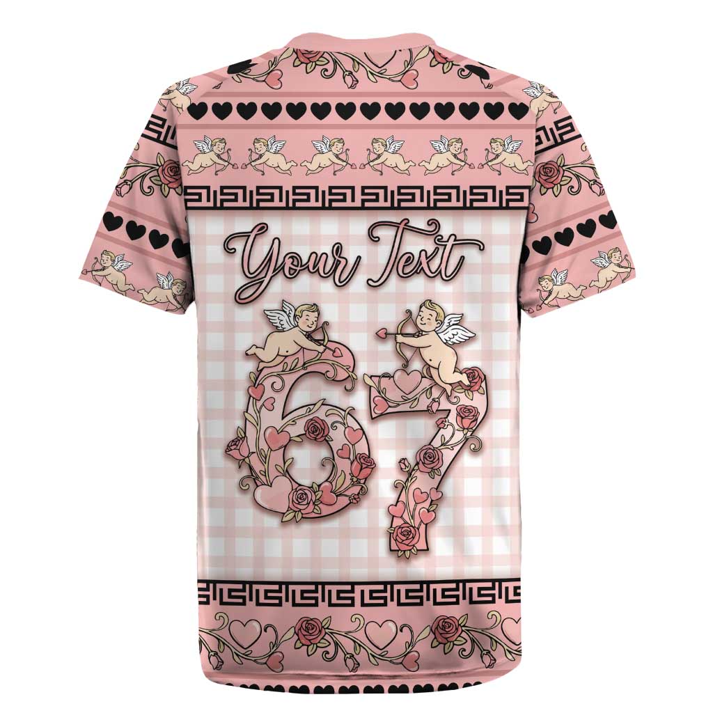 Personalized 67 Valentine's Day Rugby Jersey Vintage Rose And Cupid
