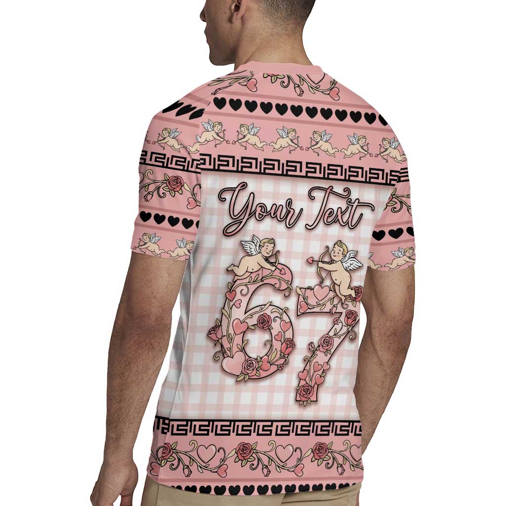 Personalized 67 Valentine's Day Rugby Jersey Vintage Rose And Cupid