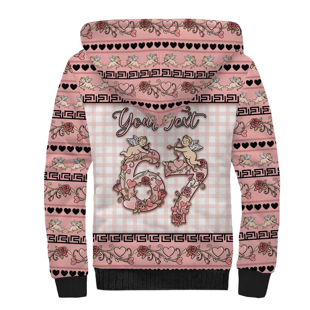 Personalized 67 Valentine's Day Sherpa Hoodie Vintage Rose And Cupid