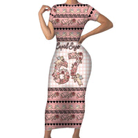 Personalized 67 Valentine's Day Short Sleeve Bodycon Dress Vintage Rose And Cupid