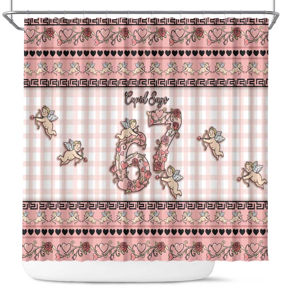 67 Valentine's Day Shower Curtain Vintage Rose And Cupid