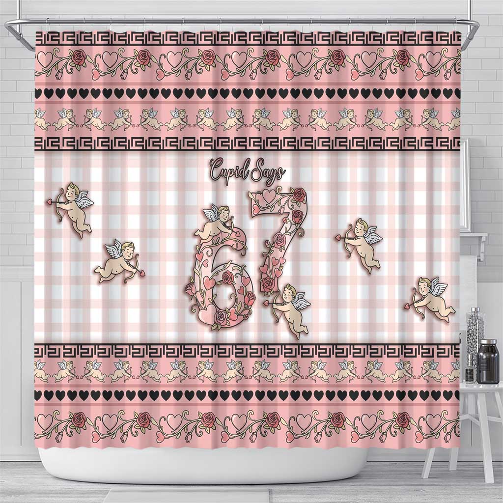 67 Valentine's Day Shower Curtain Vintage Rose And Cupid