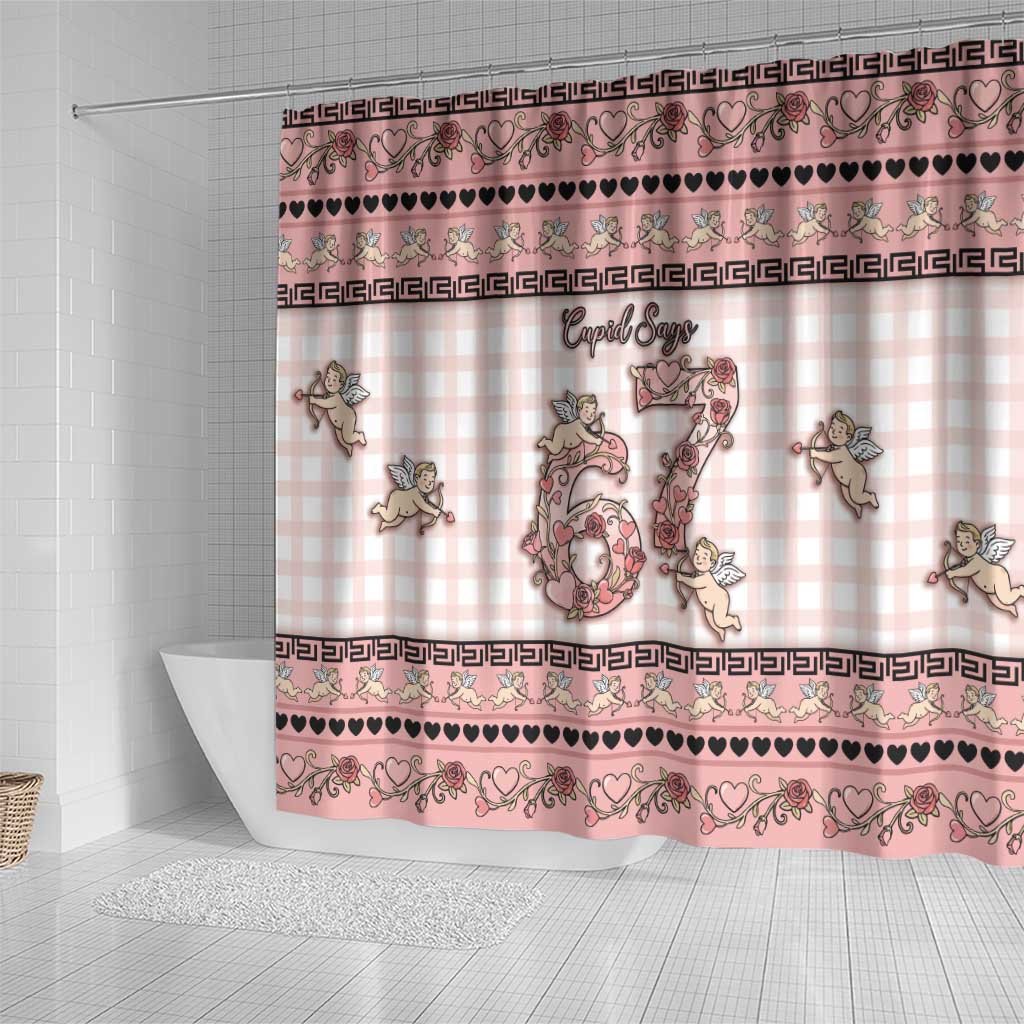 67 Valentine's Day Shower Curtain Vintage Rose And Cupid