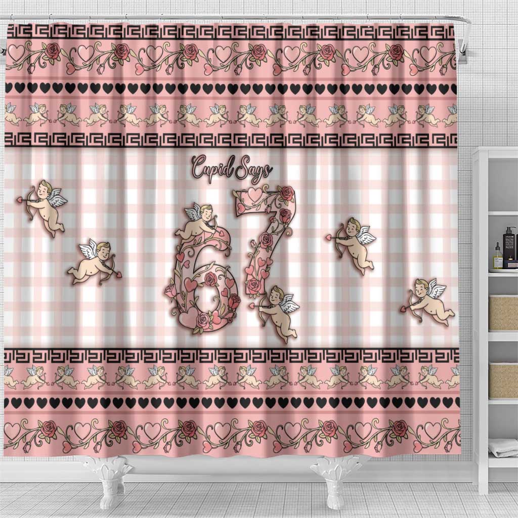 67 Valentine's Day Shower Curtain Vintage Rose And Cupid