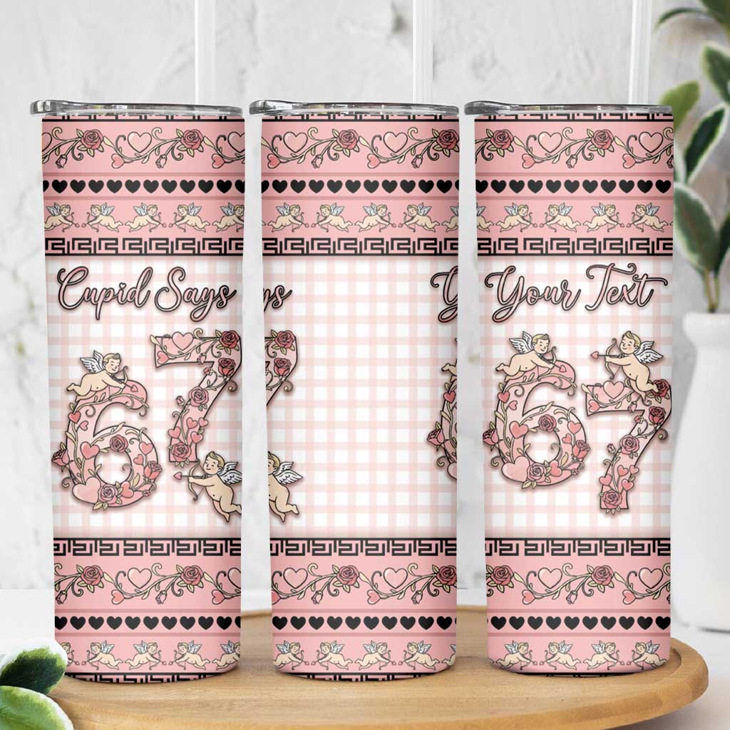 Personalized 67 Valentine's Day Skinny Tumbler Vintage Rose And Cupid