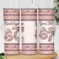 Personalized 67 Valentine's Day Skinny Tumbler Vintage Rose And Cupid