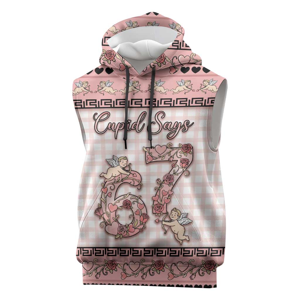 Personalized 67 Valentine's Day Sleeveless Hoodie Vintage Rose And Cupid