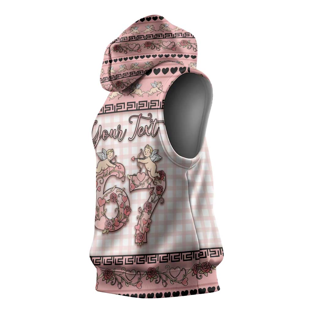 Personalized 67 Valentine's Day Sleeveless Hoodie Vintage Rose And Cupid