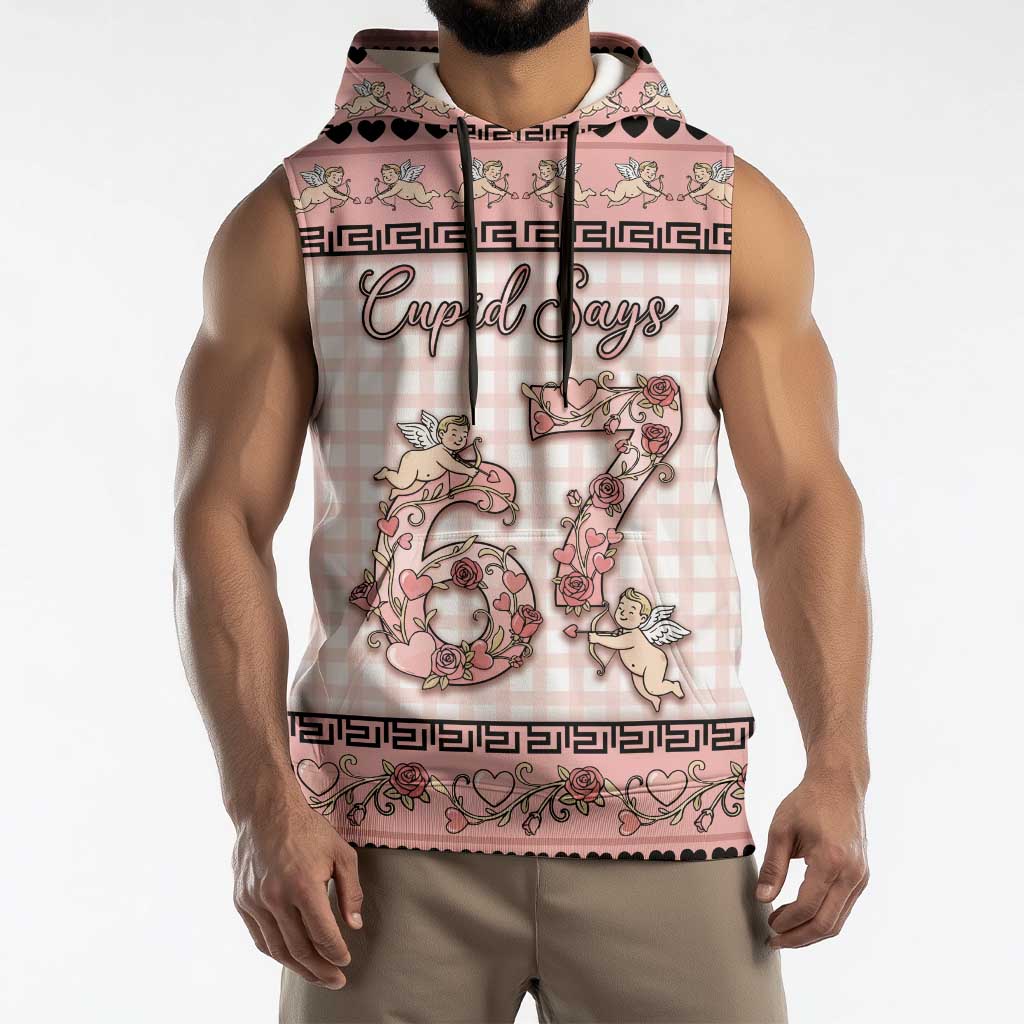 Personalized 67 Valentine's Day Sleeveless Hoodie Vintage Rose And Cupid