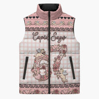 Personalized 67 Valentine's Day Sleeveless Puffer Jacket Vintage Rose And Cupid