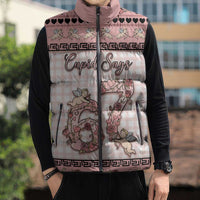 Personalized 67 Valentine's Day Sleeveless Puffer Jacket Vintage Rose And Cupid
