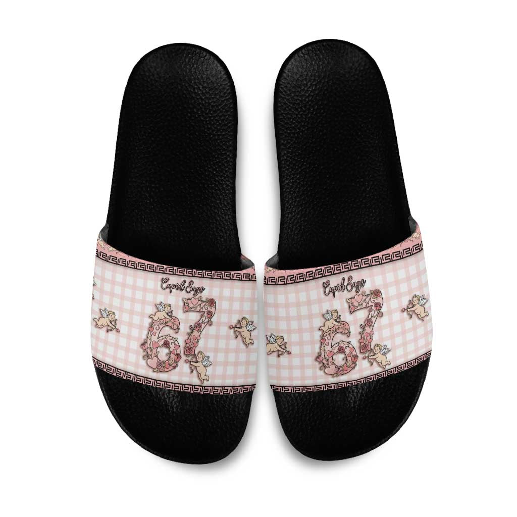 67 Valentine's Day Slide Sandals Vintage Rose And Cupid