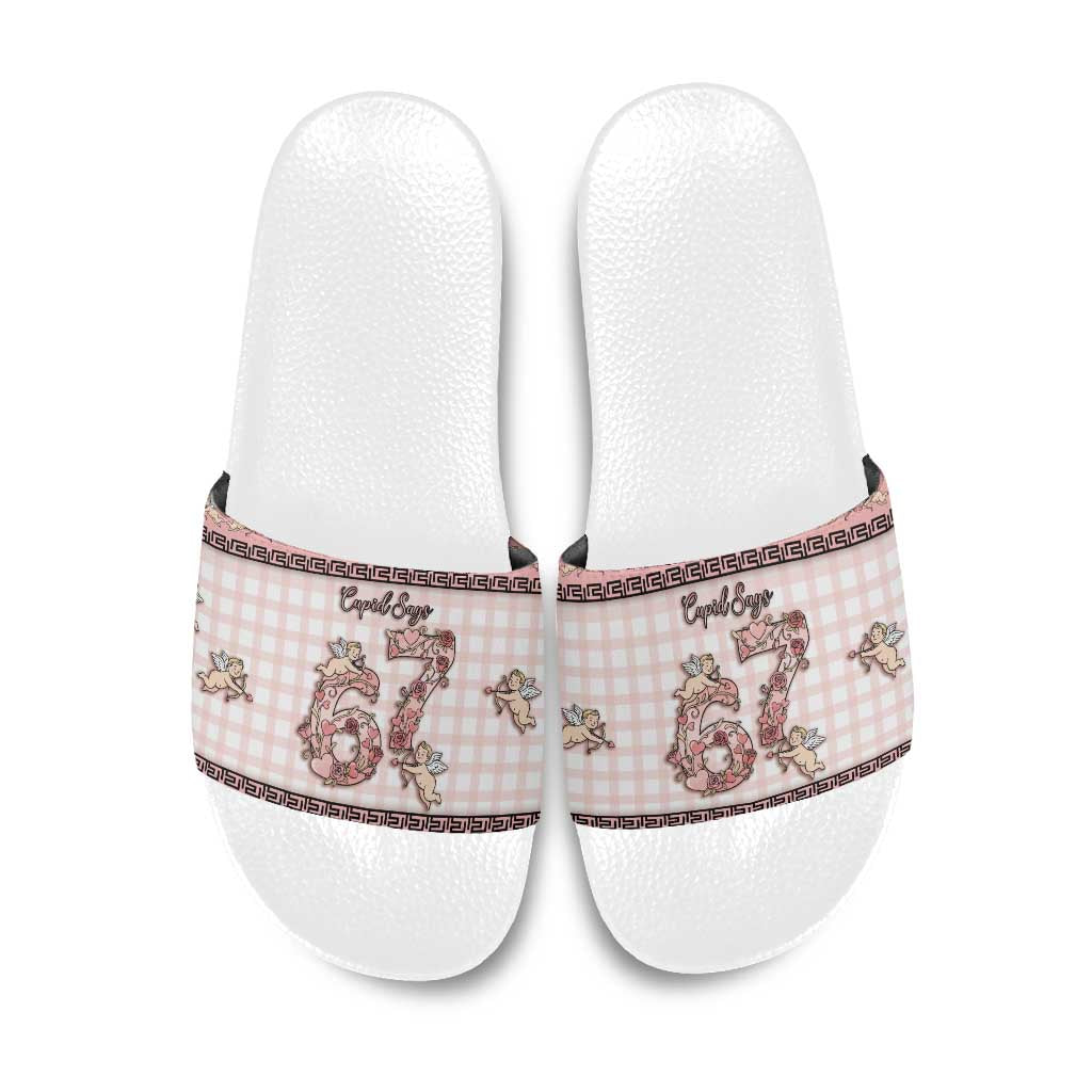 67 Valentine's Day Slide Sandals Vintage Rose And Cupid
