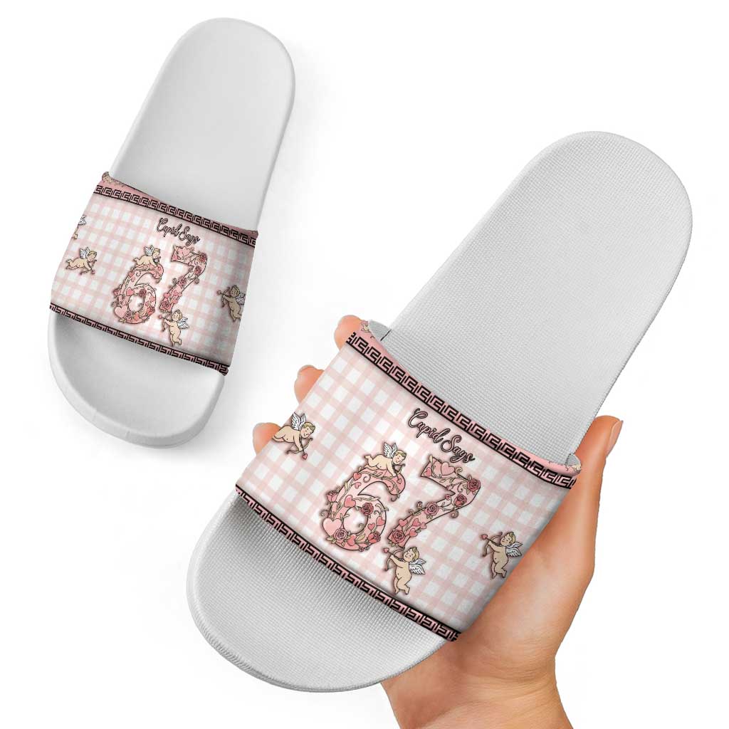 67 Valentine's Day Slide Sandals Vintage Rose And Cupid