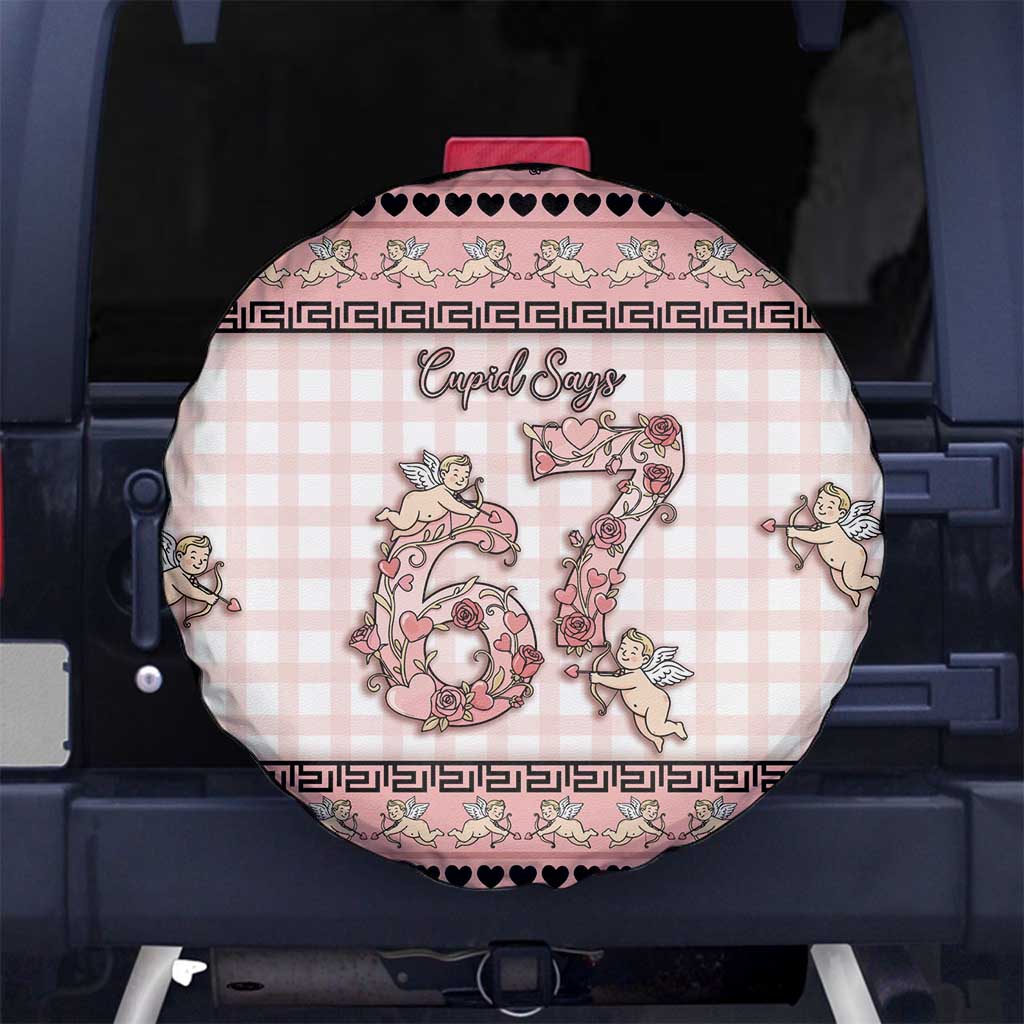 67 Valentine's Day Spare Tire Cover Vintage Rose And Cupid