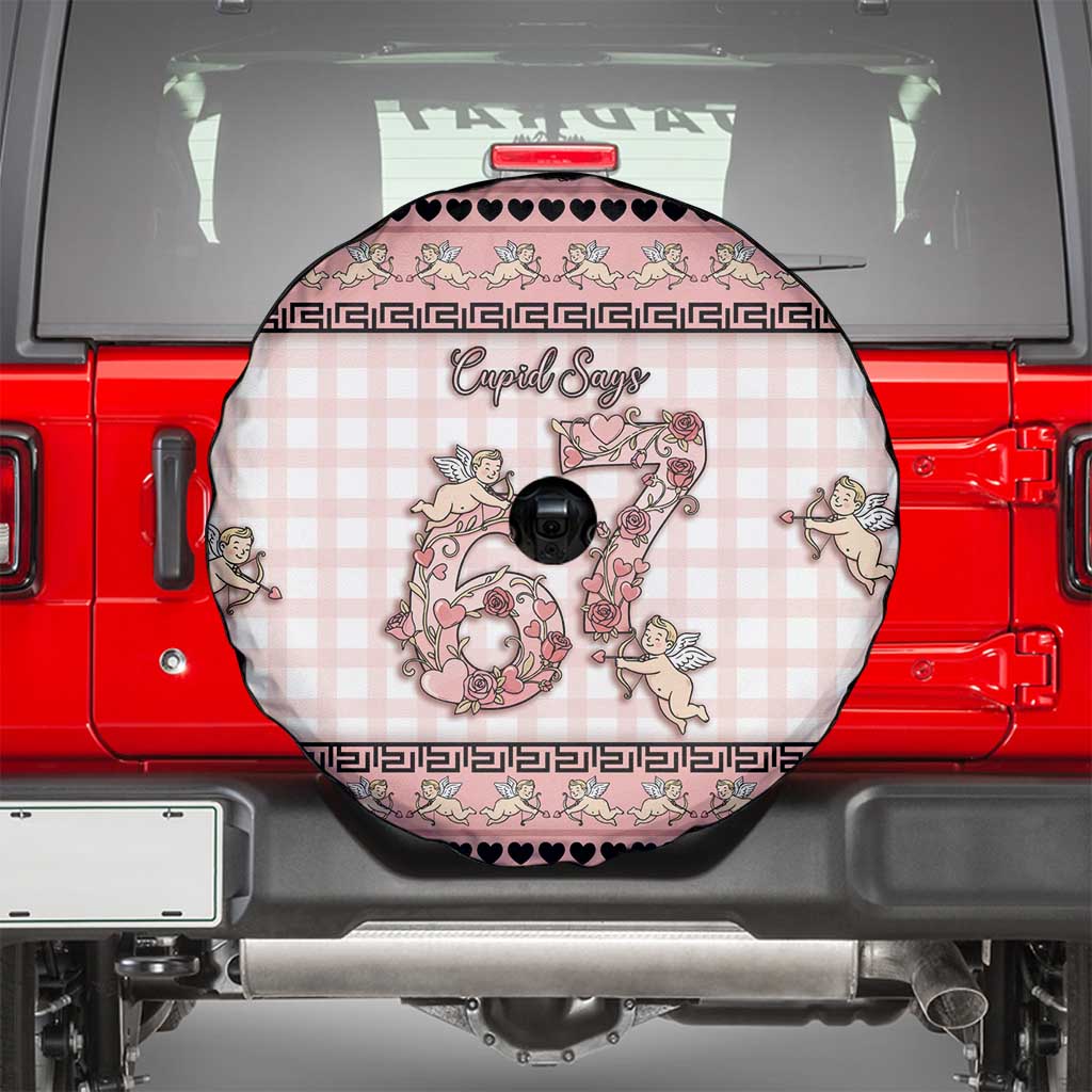 67 Valentine's Day Spare Tire Cover Vintage Rose And Cupid