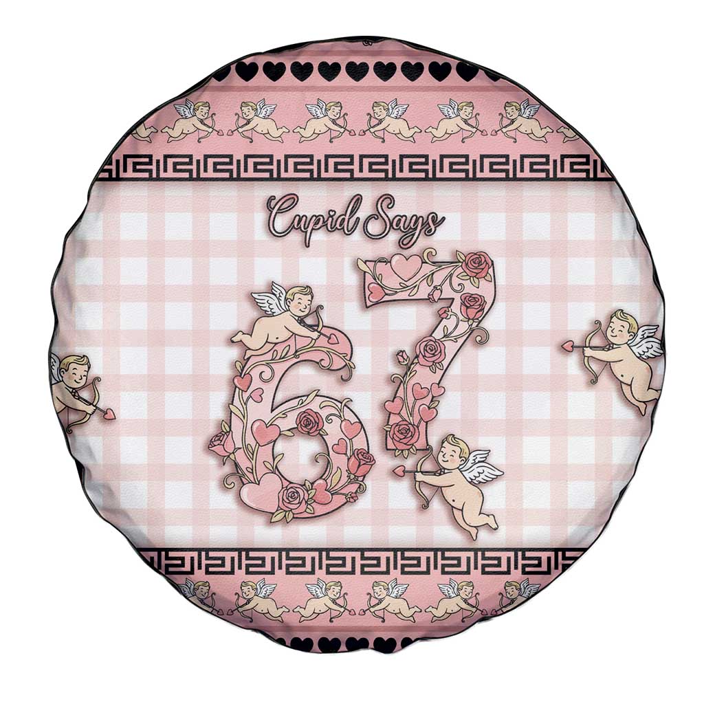 67 Valentine's Day Spare Tire Cover Vintage Rose And Cupid