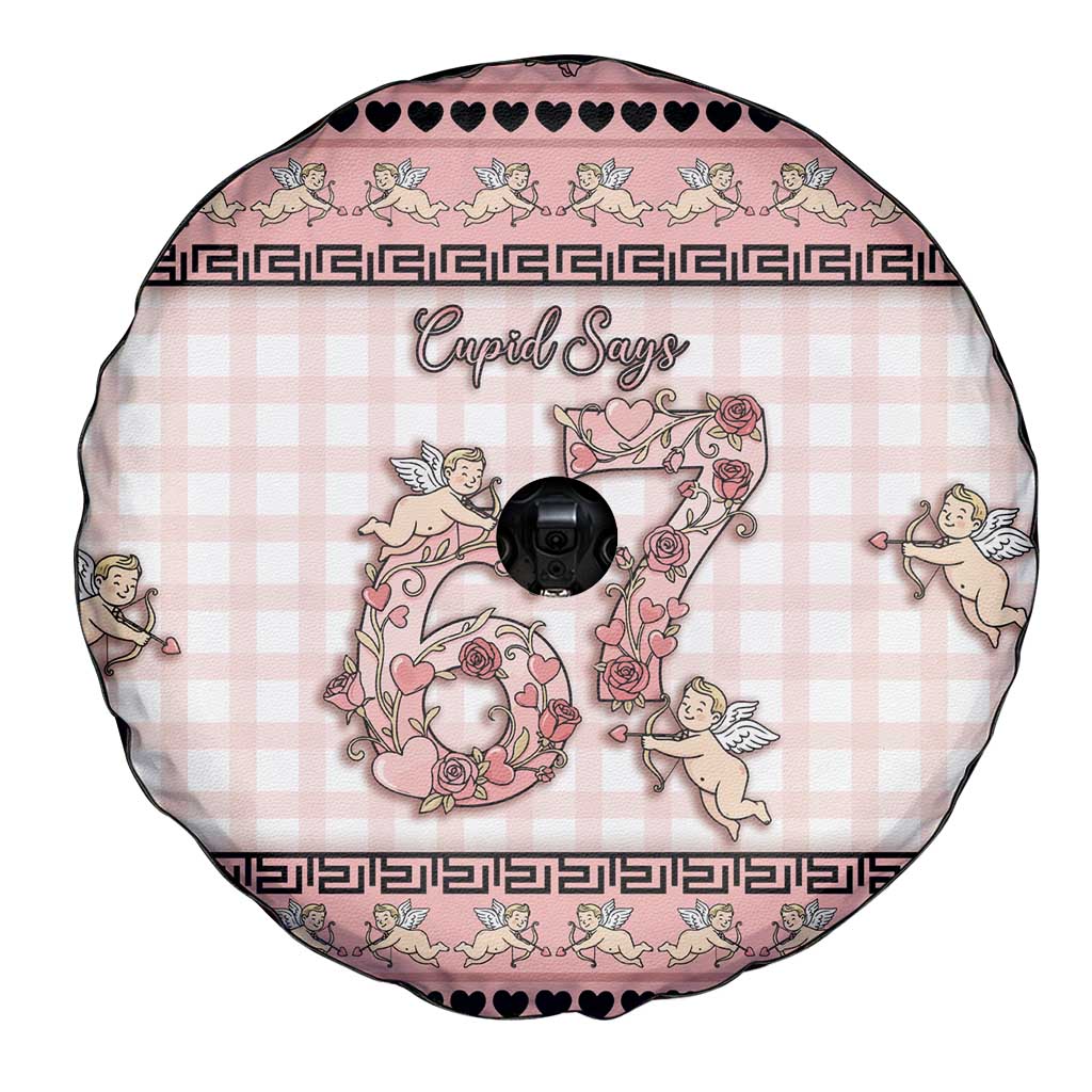 67 Valentine's Day Spare Tire Cover Vintage Rose And Cupid