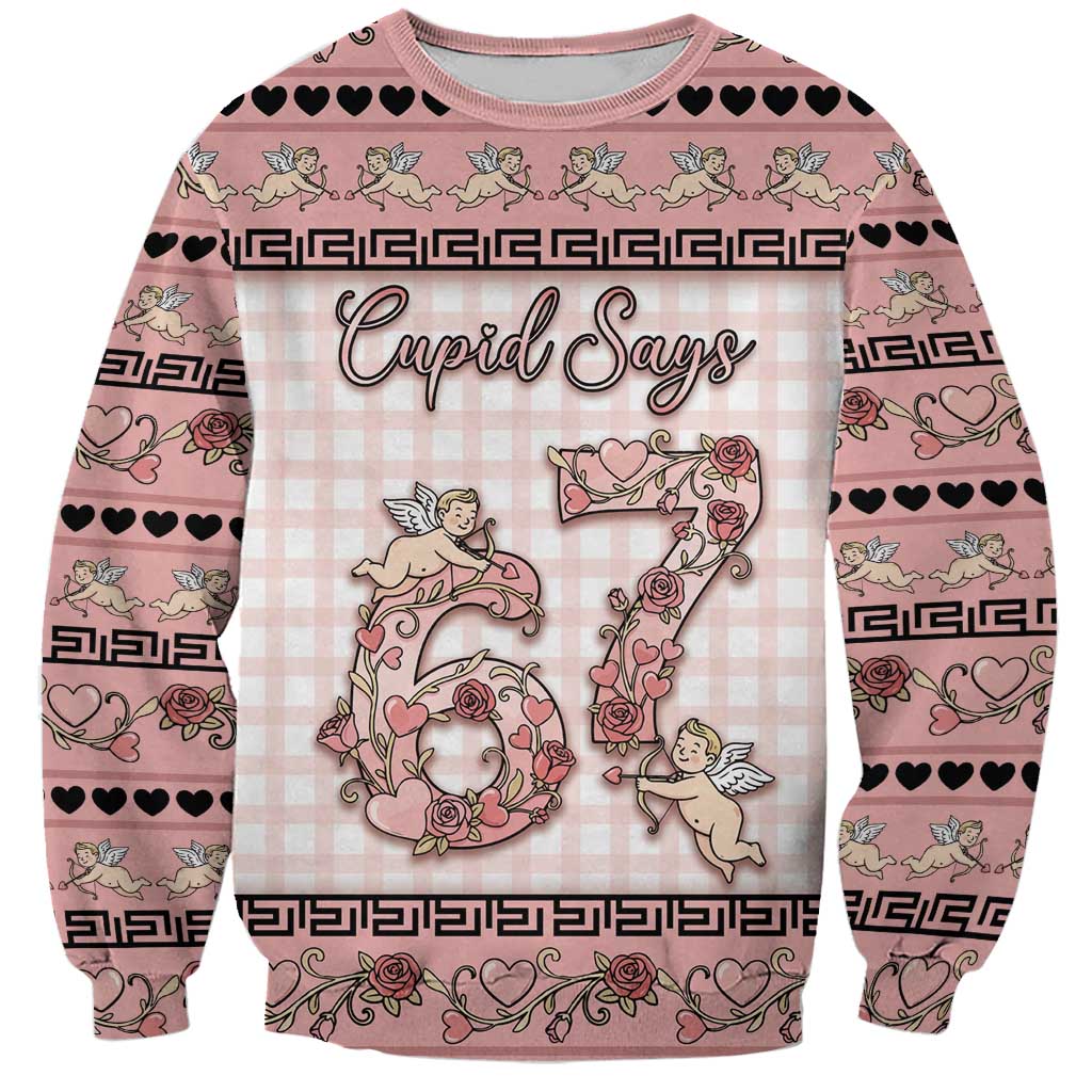 Personalized 67 Valentine's Day Sweatshirt Vintage Rose And Cupid