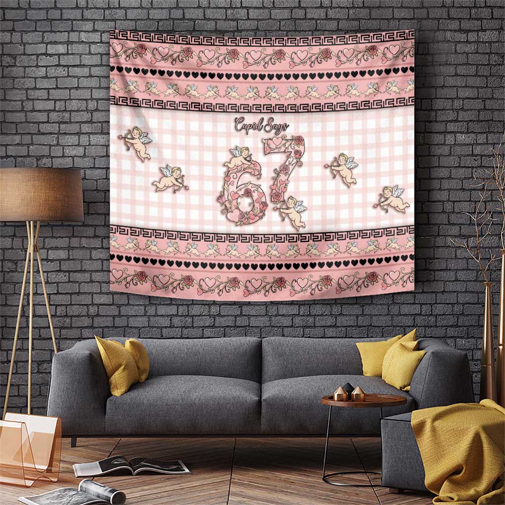 67 Valentine's Day Tapestry Vintage Rose And Cupid