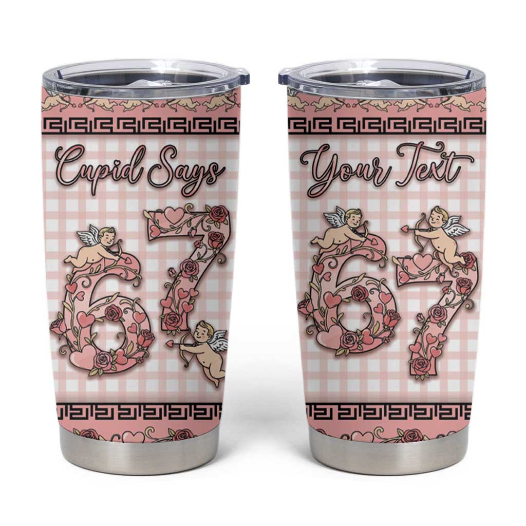 Personalized 67 Valentine's Day Tumbler Cup Vintage Rose And Cupid