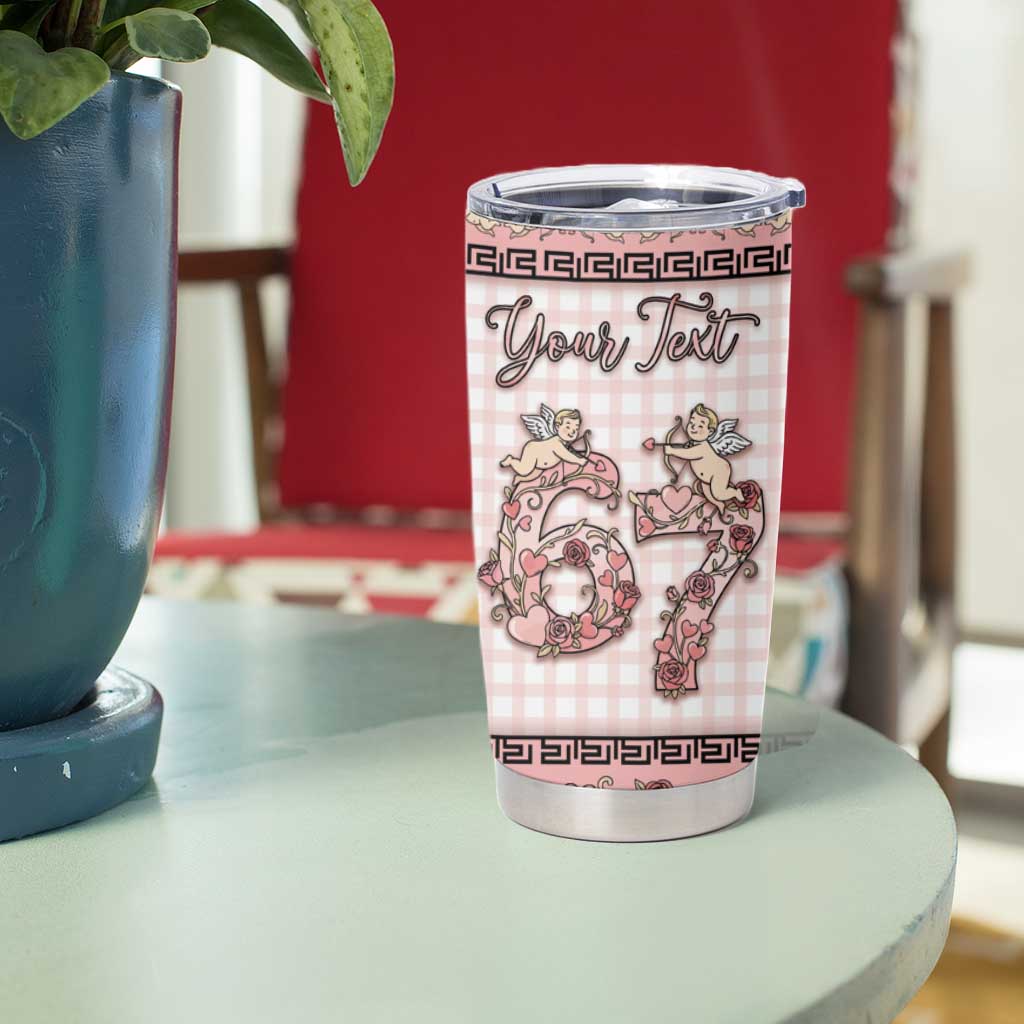 Personalized 67 Valentine's Day Tumbler Cup Vintage Rose And Cupid