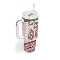 Personalized 67 Valentine's Day Tumbler With Handle Vintage Rose And Cupid