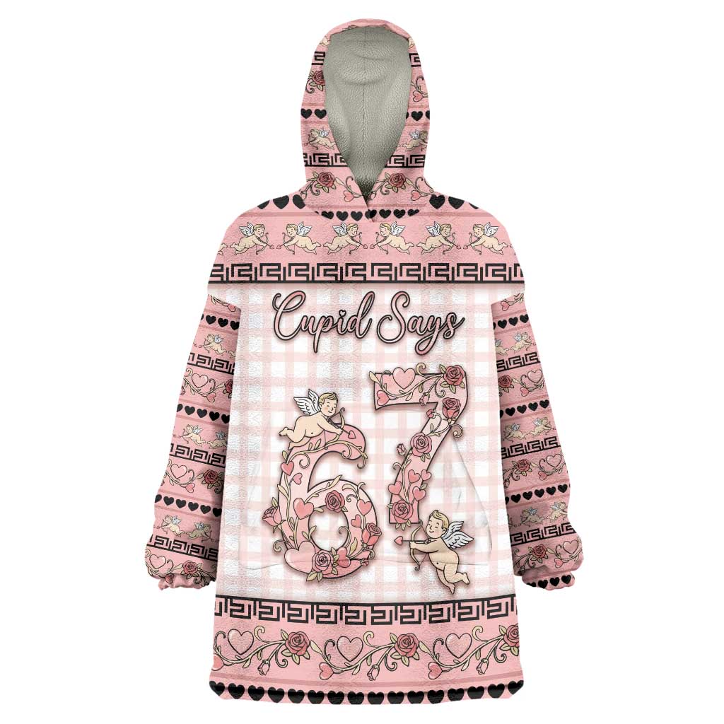 Personalized 67 Valentine's Day Wearable Blanket Hoodie Vintage Rose And Cupid