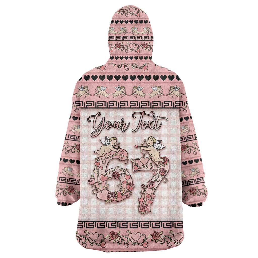 Personalized 67 Valentine's Day Wearable Blanket Hoodie Vintage Rose And Cupid