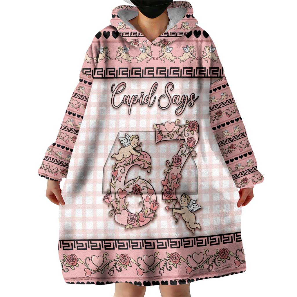 Personalized 67 Valentine's Day Wearable Blanket Hoodie Vintage Rose And Cupid