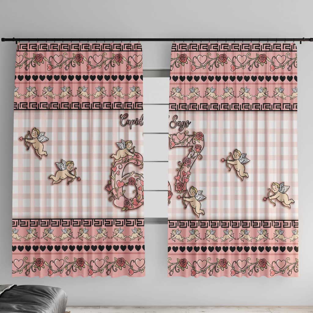 67 Valentine's Day Window Curtain Vintage Rose And Cupid