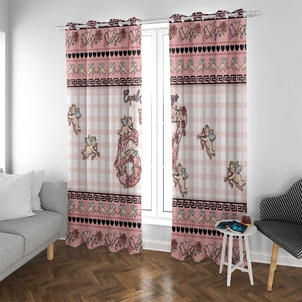 67 Valentine's Day Window Curtain Vintage Rose And Cupid