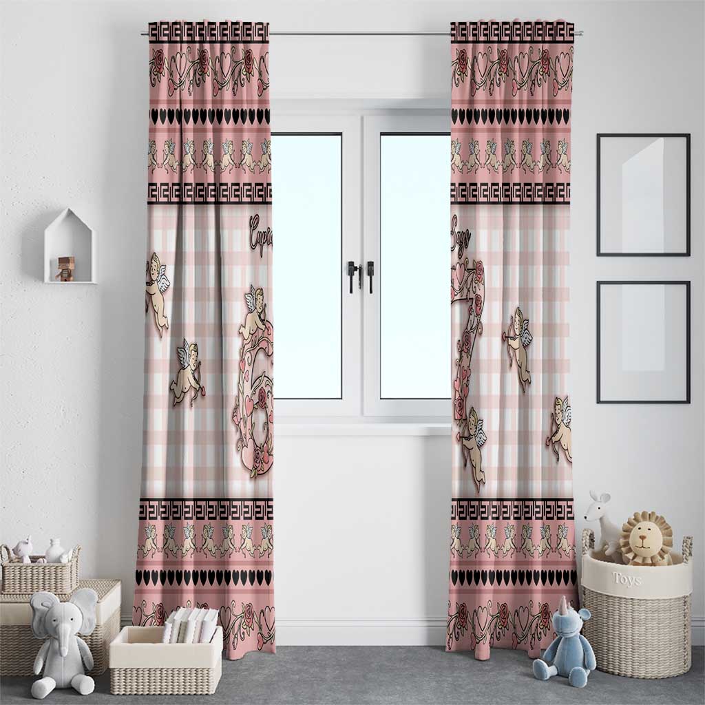 67 Valentine's Day Window Curtain Vintage Rose And Cupid